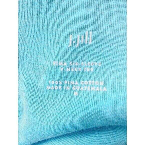 J. Jill M Pullover Knit Tunic Top Light Blue Round Neck 3/4 Sleeves Pima  Cotton - Picture 5 of 5